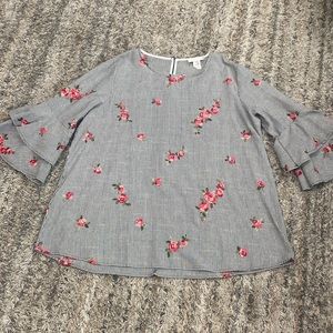 Janette Plus bell sleeve crewneck blouse, cotton polyester, blend size 2X